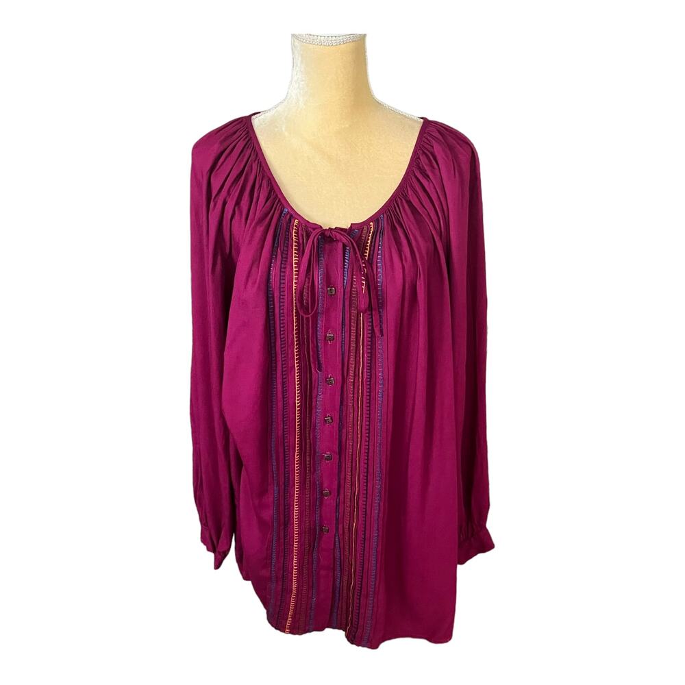 Winter Sun Art to Wear Ecuador Top Peasant Blouse Size M/L Medium Large